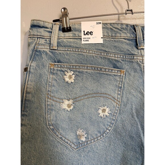 LEE Daisy 32M x 32L High Rise Flared Leg Light Wash Jeans boho 70s bell bottoms - Picture 10 of 10